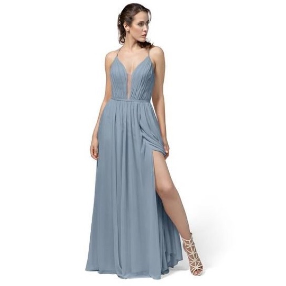 NWT AZAZIE Alina Dusty Blue Gown